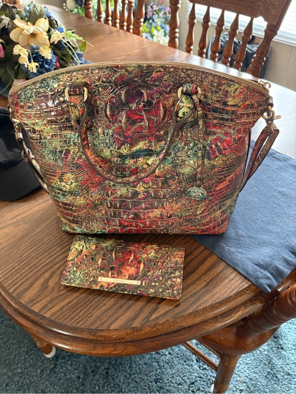 Brahmin Multicolor Faux-Croc Tote with Matching Wallet - Picture 1 of 1